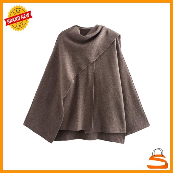 Jackets & Blazers - Oversized Scarf Jacket Knit Peacoat Long Sleeve Button Winter Wrap Chic Minimal